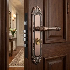 Mechanical Entrance Door Lock with Key Panel for Home Metal Exterior Main Door Handle Lock Set