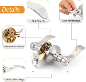 Mechanical Lever Door Handle Lock with Key for Indoor and Outdoor Doors