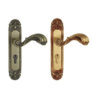 Mechanical Mortise Pure Copper Door Lock with Handle Antique Brass for Villa Gate Hall Entrance