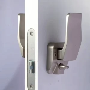 Modern Aluminum Alloy Mechanical Lock with Handle and Keys for Wooden Bedroom Doors, Satin Nickel