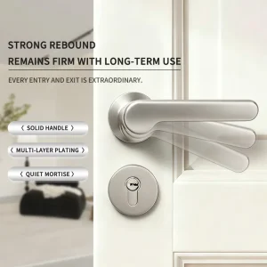 Modern American Minimalist Mechanical Door Handle Lock Set for Wooden Interior Bedroom and Bathroom Doors