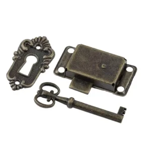 Modern Design Antique Brass Furniture Lock for Home Office Drawer Iron Box Hasp Latch Chest Key Locks Screw Spring Buckle Clasp