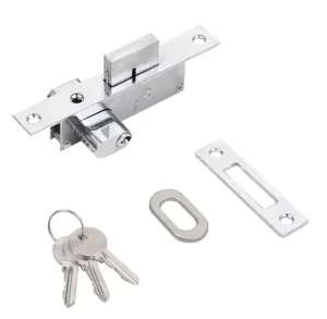 Modern Durable Zinc Alloy & Aluminium Glass Door Lock Door Hook Lock Lock Body and Handle with Screw Installation