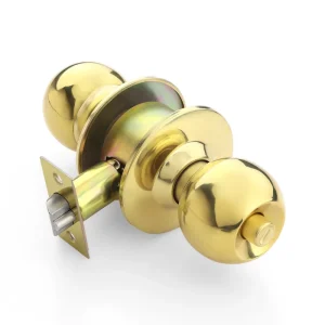 Modern Gold Cylindrical Door Knob Lock with Push-Button Privacy, Mechanical Commercial Home Door Lock