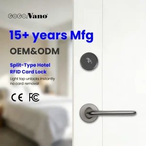 Modern Grey Electronic Smart Door Lock with Card Swipe and Emergency Key Unlock