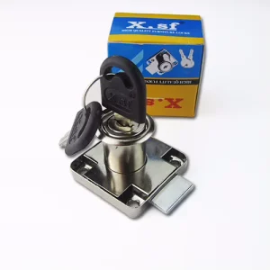 Nickel Plated Iron Material Xsf Furniture Lock 138 22 Office Desk Drawer Lock with Two Plastic Keys