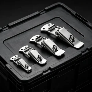 Nickel Plated Spring Toggle Latch Draw Catch Clip with Mounting Holes & Lock Hole for Cabinet Box