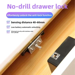 No-drilling Hidden Drawer Lock App Control BLE Keyless Invisible Smart Cabinet Lock for Furniture Gym Office