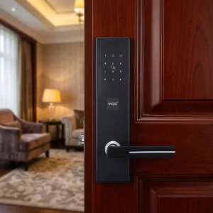 OEM ODM Manufacturing Brilliant Black Aluminum Alloy Electronic RFID Card Keyless Smart Hotel Door Lock With Security System