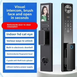 OEM ODM Outdoor Aluminum Smart Lock Electric Door Lock with 3D Face Recognition Fingerprint Tuya App WiFi & Camera