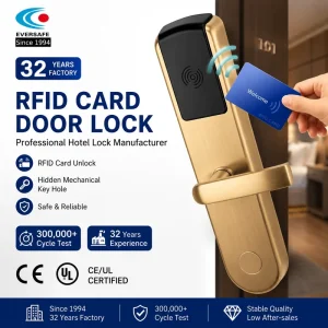 Office Building Stainless Steel 304 Key Card Door Lock Contactless Smart Lock C Grade Lock Cylinder 32 Years Factory