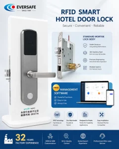 Office Building Stainless Steel 304 Key Card Door Lock Contactless Smart Lock with Free Hotel Lock System5 Bolt 32 Years Factory