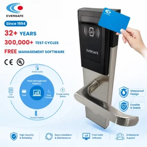 Office Building Stainless Steel 304 Key Card Door Lock with T5577 Contactless Access and Low Voltage Alarm Factory