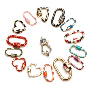 Other Fashion Accessories Copper Charms Enamel Screw Carabiner Oval Lock Clasp Findings for DIY Jewelry Making