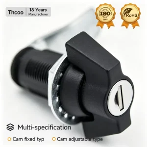 Outdoor Cabinet Lock Cylinder Black Coated Industrial Wing Knob Quarter Turn Cam Lock A6373