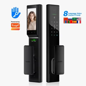 Outdoor Smart Keypad Door Lock with Fingerprint and Password Automatic Self-Locking for Wood Doors Push-Pull WiFi