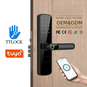 Outdoor Ttlock Tuya WiFi Access Control Intelligent Digital Fingerprint Mortise 6068 Smart Usa Model Main Enter Door Lock