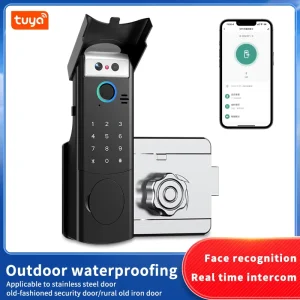 Outdoor Waterproof Smart Door Lock Fingerprint Face Recognition App-Controlled WiFi Lock for Home