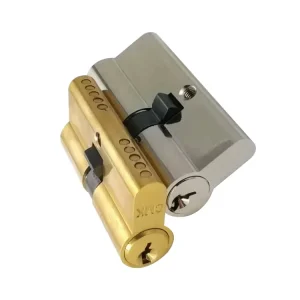 Polished Brass European Double Open Door Lock Cylinder With Key Profile Anti theft Double Open Keys Cylinder Lock Set