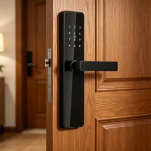 Powder-Coated Panel Smart Lock with Standard Handle for Apartment and Hotel Doors
