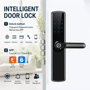 Premium RFID Smart Door Lock Keyless Swipe Card Door Handle Lock Durable Electronic Door Lock for Home Hotel Apartment