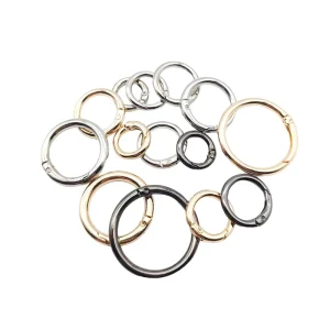 Promotional Keychains & Carabiners Spring Gate Ring Connector Closure O Rings Spring & Round Ring Snap Open Hook for Bags