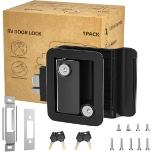 RV Door Lock for Travel Trailers and Campers Entry Door Latch Replacement Kit with 4 Keys