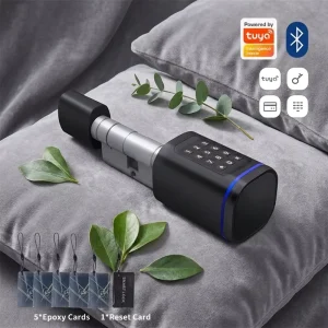 Remote Control Europe Cylinder Password Digital Electric Smart Lock for Wood Door Lithium Battery Aluminium Alloy