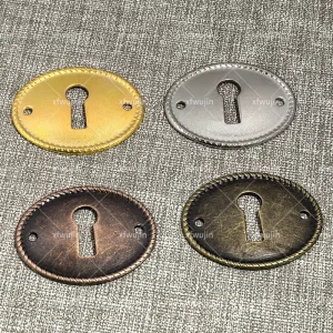 Retro Iron Oval Lock Plate Key Flower Frame for Gift Box and Drawer Decoration