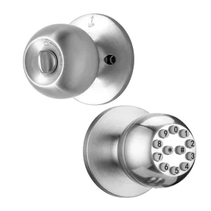 Round Doorknob Lock with Password, Key and IC Card Unlock for Aluminum Wood and Steel Doors