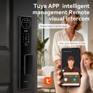 S555 Smart Door Lock with Tuya Intercom, Face ID, Palmprint, Visible Camera, NFC Card, Keyless Entry and WiFi for Home Main Door