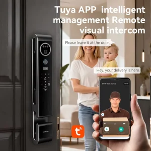 S666 CNC Smart Digital Lock with Face ID, Palmprint, Visible Intercom, Remote Control, Keyless Entry, WiFi and Aluminium Alloy Lock Body