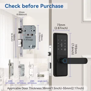 S850 Fingerprint Digital Password Smart Entry Lock with Remote Management Built-in WiFi for Home