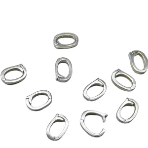 S925 Sterling Silver Oval Spring Clasp Custom Logo Engraving Bulk OEM Jewelry Findings