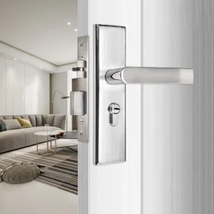 SUS Stainless Steel Rectangular Panel Door Lock Set with Modern Brushed Finish and Mortise Lock for Interior Wood Doors