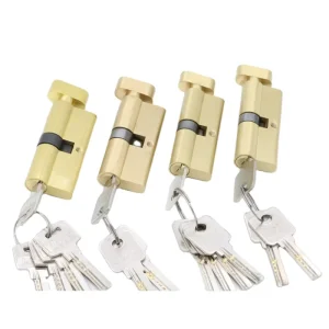 Security Anti Theft Gold Color Thumb Knob Brass Door Lock Cylinder With 3 Keys Brass Cylinders