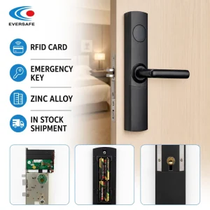 Single Latch Zinc Alloy Hotel Door Lock System IC Card Smart Card Access with Free Software for Student Housing UL Listed