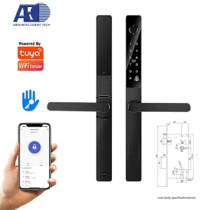 Slim Digital Smart Handle Lock for Aluminum Doors with Automatic Biometric Entry