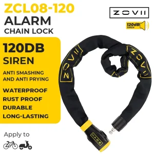 Smart 120dB Alarm System Hardened Steel IP67 Waterproof 8mm 1200mm Chain Bicycle Motorcycle Lock