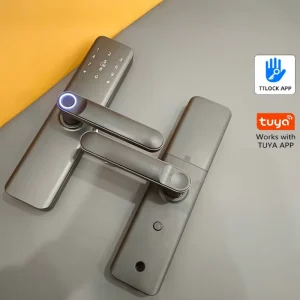 Smart Aluminum Alloy Electronic Door Lock Fingerprint Password Card Unlock Memory Card Tuya App Control for Wood Steel Doors