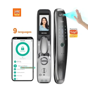 Smart Biometric Palm Face Recognition AI WiFi Electronic Door Lock with 4200mAh Battery for Wood Aluminum Doors