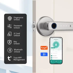 Smart Deadbolt Lock with Fingerprint & RFID Tuya Compatible Electronic Digital Lock for Metal Gate and Wooden Doors