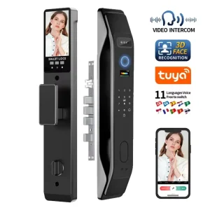 Smart Digital Door Lock with Real-Time Video Calling, Security Camera, Fingerprint and 3D Face Recognition