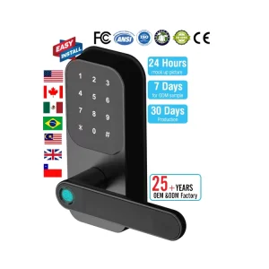 Smart Electric Digital Door Lock with Fingerprint Password Lever Handle and WiFi App for Brass and Stainless Steel Doors