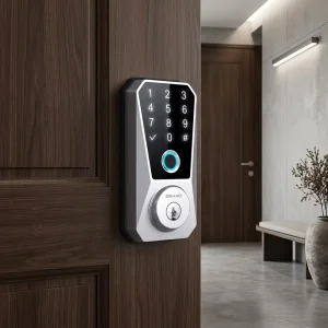 Smart Fingerprint Deadbolt Lock with Wi-Fi, Multi-Unlock Methods, Zinc Alloy Keyless Entry for Aluminum, Steel and Wood Doors