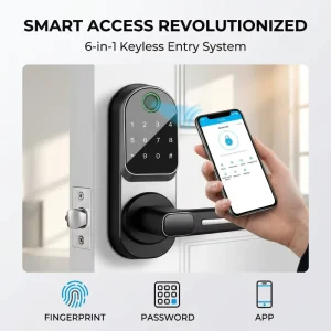 Smart Fingerprint Door Lock Digital Keypad Electronic Keyless Entry Aluminium Alloy Lock for Wooden Door