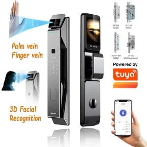 Smart Home Gate Door Lock Facial Recognition WiFi App Control Screen Intercom RFID Card Lock