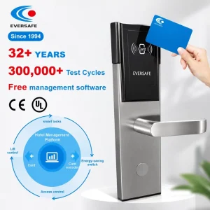 Smart Lock with Key Stainless Steel 304 T5577 Hotel Lock System Low Voltage Alarm Mechanical Key Override