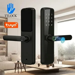 Smart WiFi Tuya Alexa TTLock Digital Fingerprint Keypad Cloud Smart Door Lock for Home Brass Aluminum Wood Steel Doors