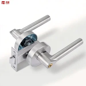 Smudge Resistant Stainless Steel Door Handle Lock Anti Fingerprint Privacy Lever on Rose with Integrated Keyway